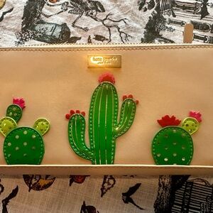 Kate Spade Beige wallet with Cactus Design